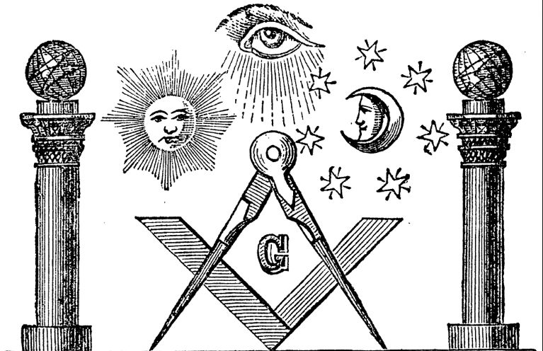 The twin flames — the sun and the moon the builders used their square and compass to build